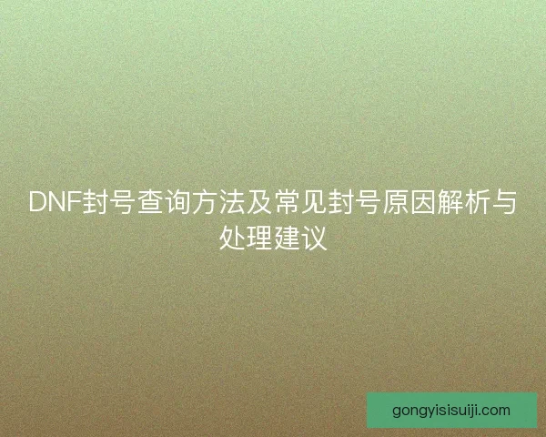 DNF封号查询方法及常见封号原因解析与处理建议